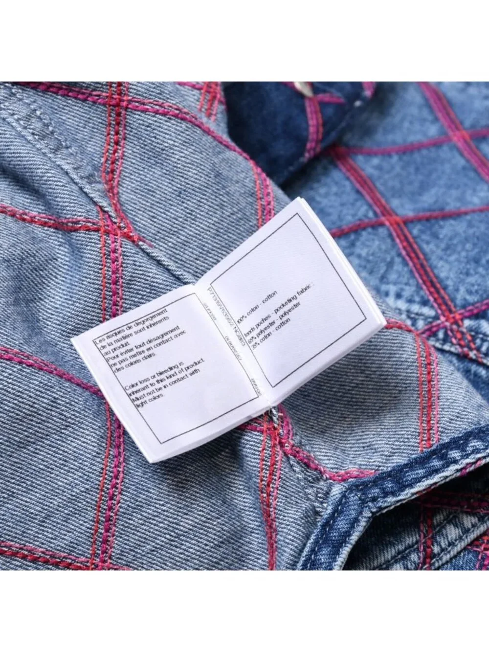 Chanel Collarless Denim Jacket CC Logo Stitch Blue